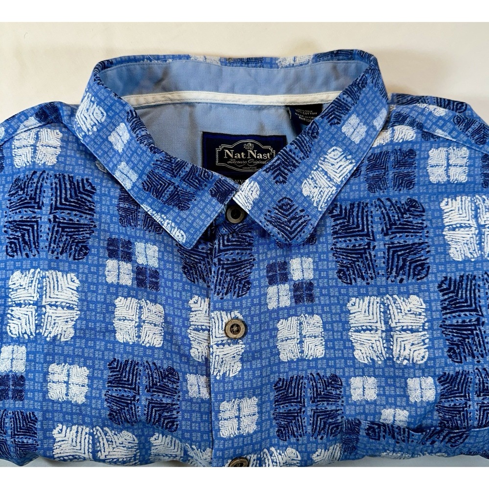 Nat Nast Mens Shirt XXL 2X Silk Luxury Business Button Down Short Sleeve Office
